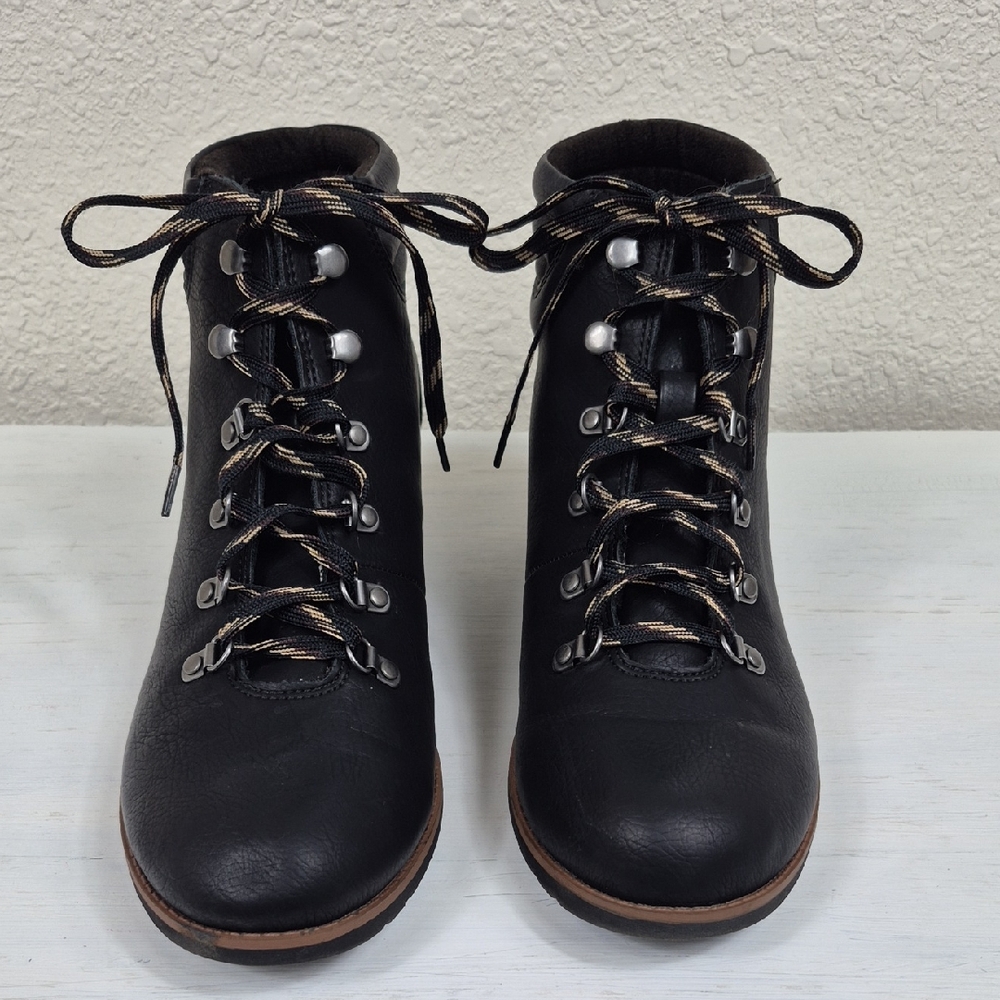 B.O.C Women's Alder Lace Up Ankle Boots Faux Leather Black Size 10M